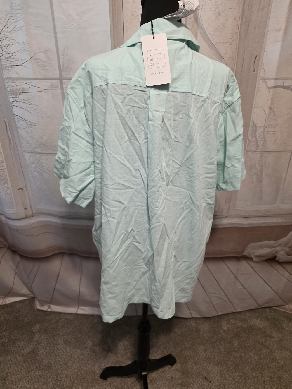 Kohl's Light Mint Green Short Sleeve Button-Down Shirt - Picture 4 of 6